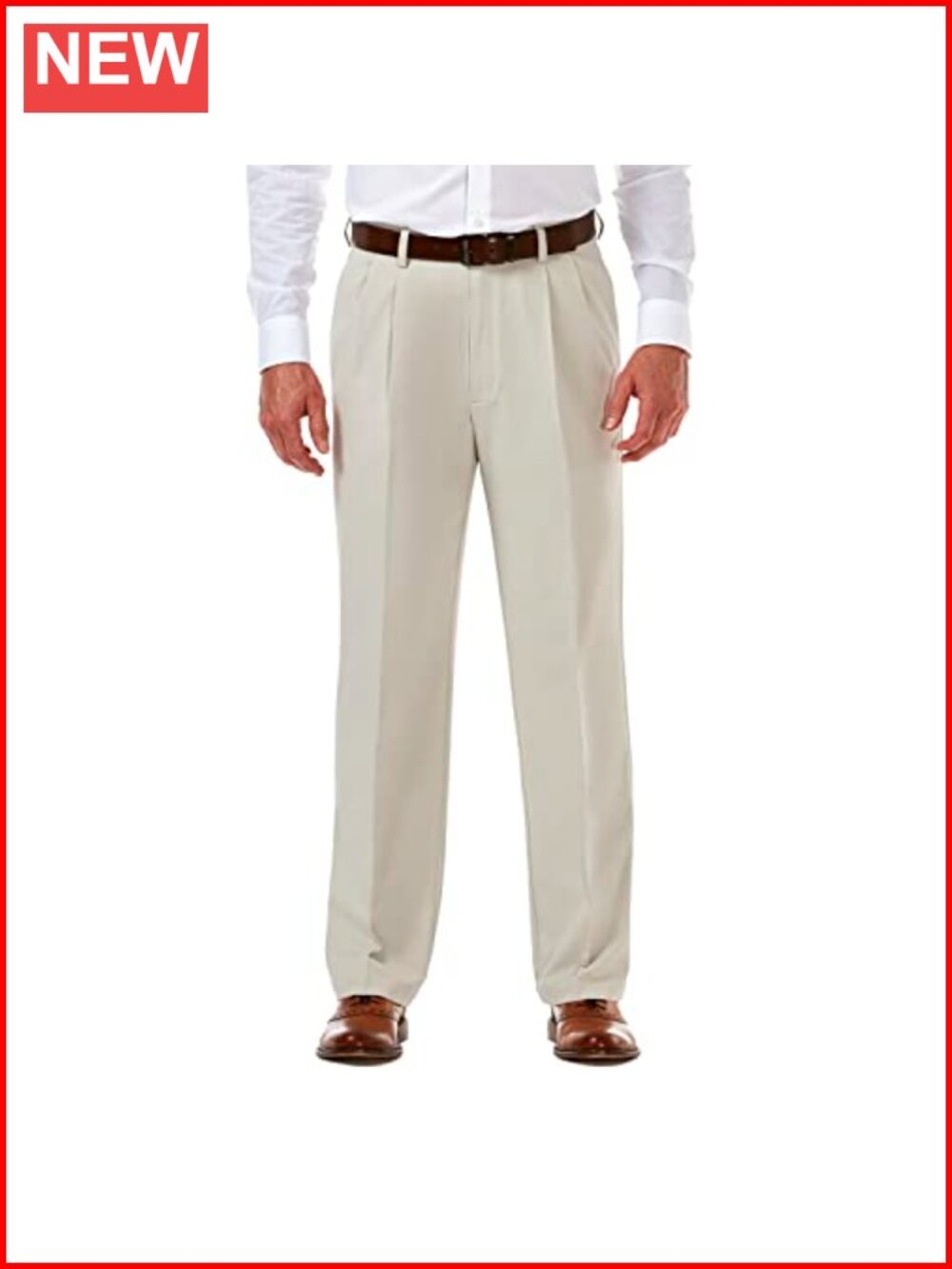 Men's Classic Fit Pleated Golf Pants Wrinkle Resistant 4-Way Stretch